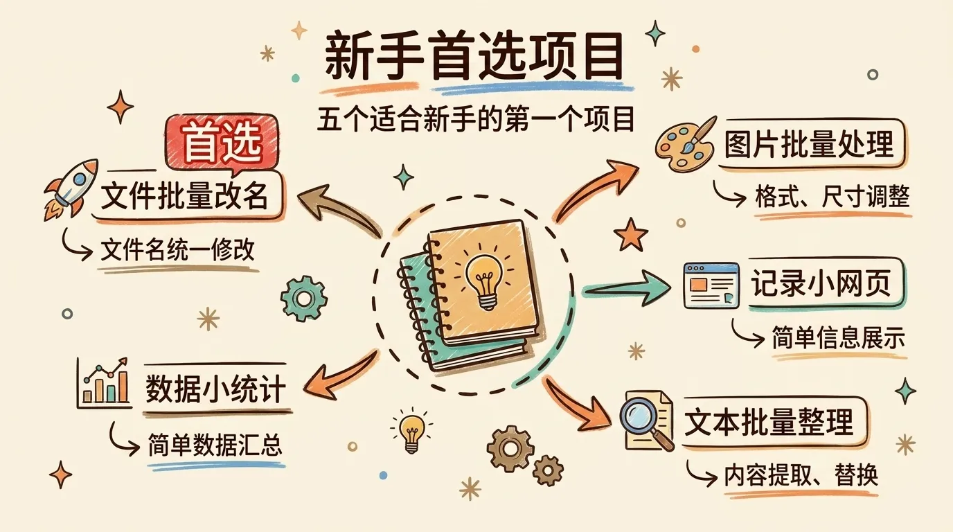 vibe coding 第一个项目五个现成选题图