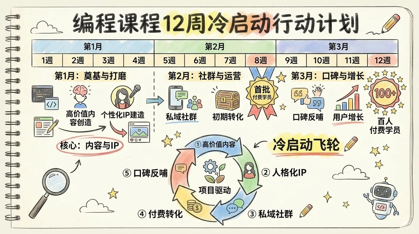 线上编程课程 3 个月冷启动获客创始人手册